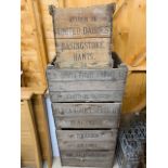 4 wooden apple boxes and 1 United Dairies 'Basingstoke' box