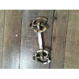 In-hand straight bar stallion bit, 3.75ins with horseshoe cheek pieces