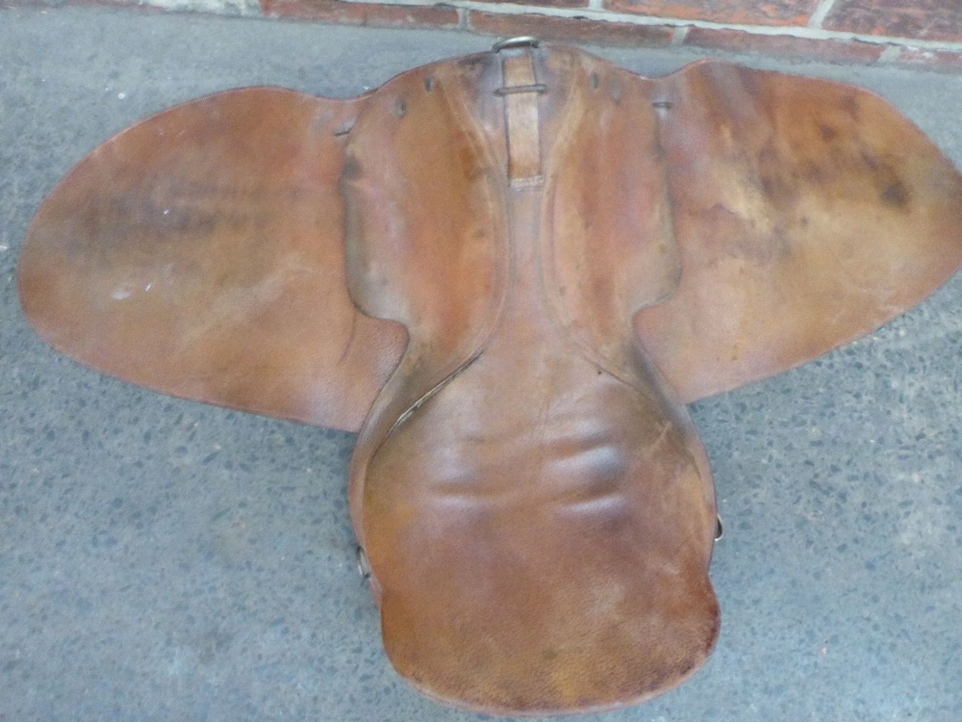 Brown leather military saddle