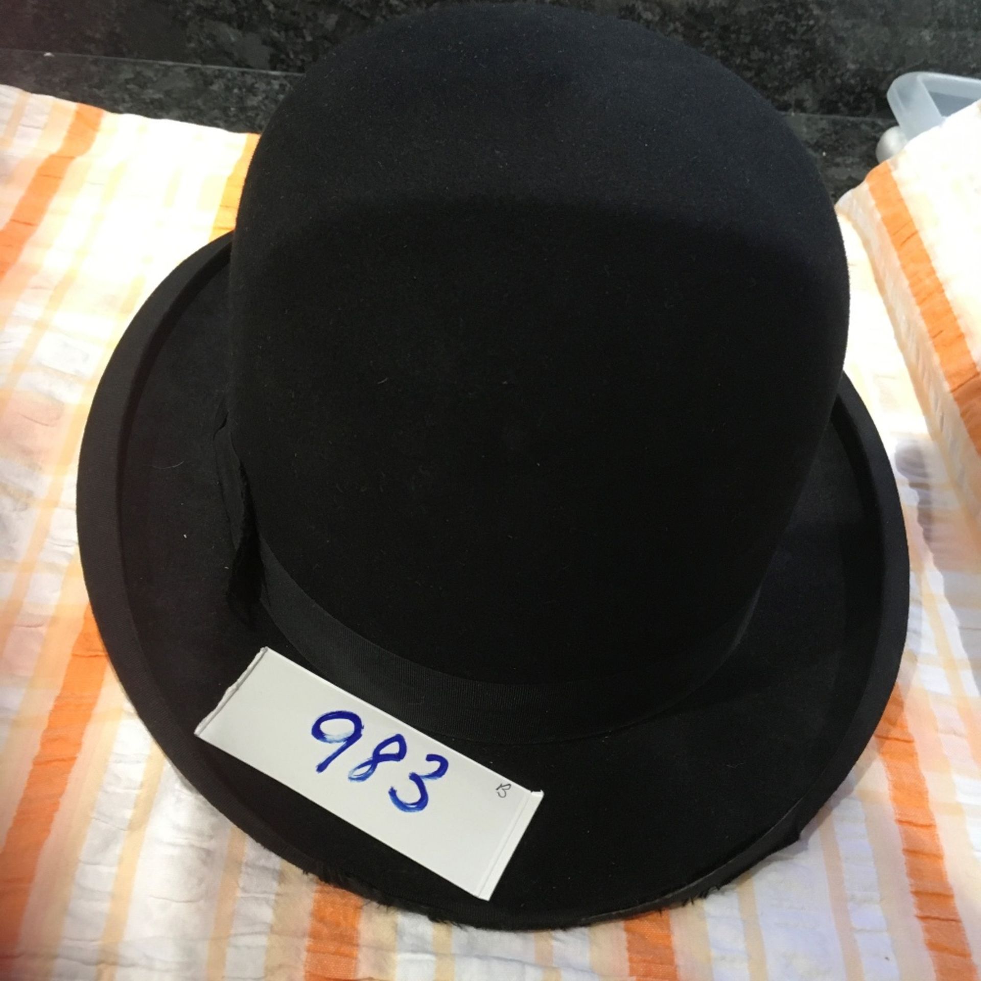 Black bowler hat, size 6.5ins (view in security pen)