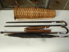 Whip basket and miscellaneous canes, plus a vintage twitch