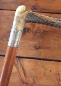 A good quality hunt crop with stag's horn handle and silver collar