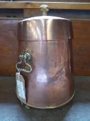 Copper coal bucket and lid