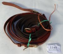 Pair of leather and webbing driving reins
