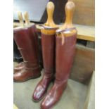 A pair of plain brown leather Officer's boots with the original trees. In very good condition