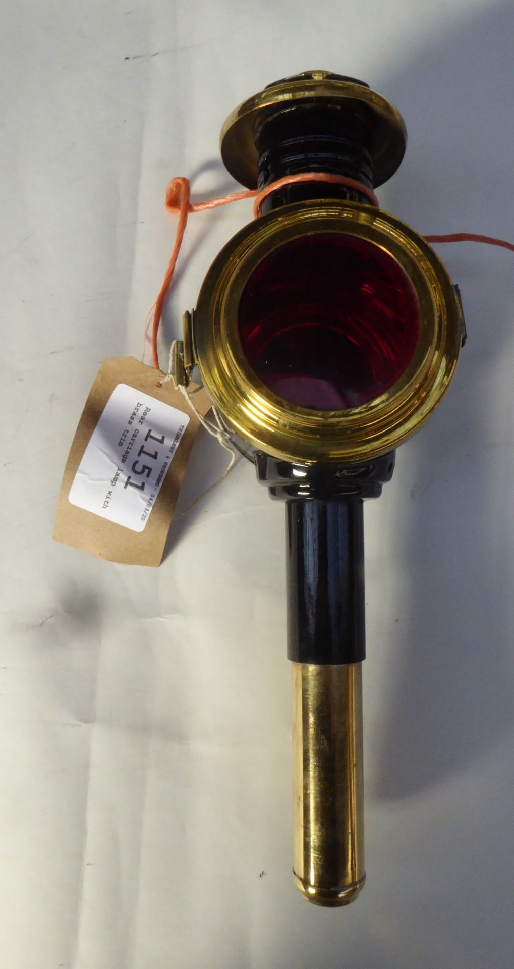 Rear carriage lamp with brass trim