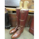 A fine pair of Officer's field boots with triple strap fronts, and complete with original trees