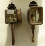 Pair of whitemetal carriage lamps with square fronts by Coachmans Carriage Co., Grand Rapids,