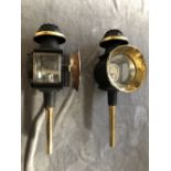 Large pair of carriage lamps (view in security pen)