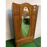 Oak 1930's wardrobe with drawer to base. 91 x 42 x 180cms. Estimate £20-40.