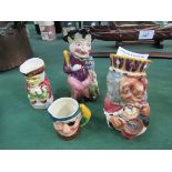 Shorter and Son character jug; mini Wade character jug; melbaware character jug -Punch; small toby