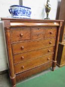 Mahogany Scotch chest of 4 over 4 drawers. plus a secret frieze drawer. 137 x60x150 Est £50-80