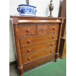 Mahogany Scotch chest of 4 over 4 drawers. plus a secret frieze drawer. 137 x60x150 Est £50-80