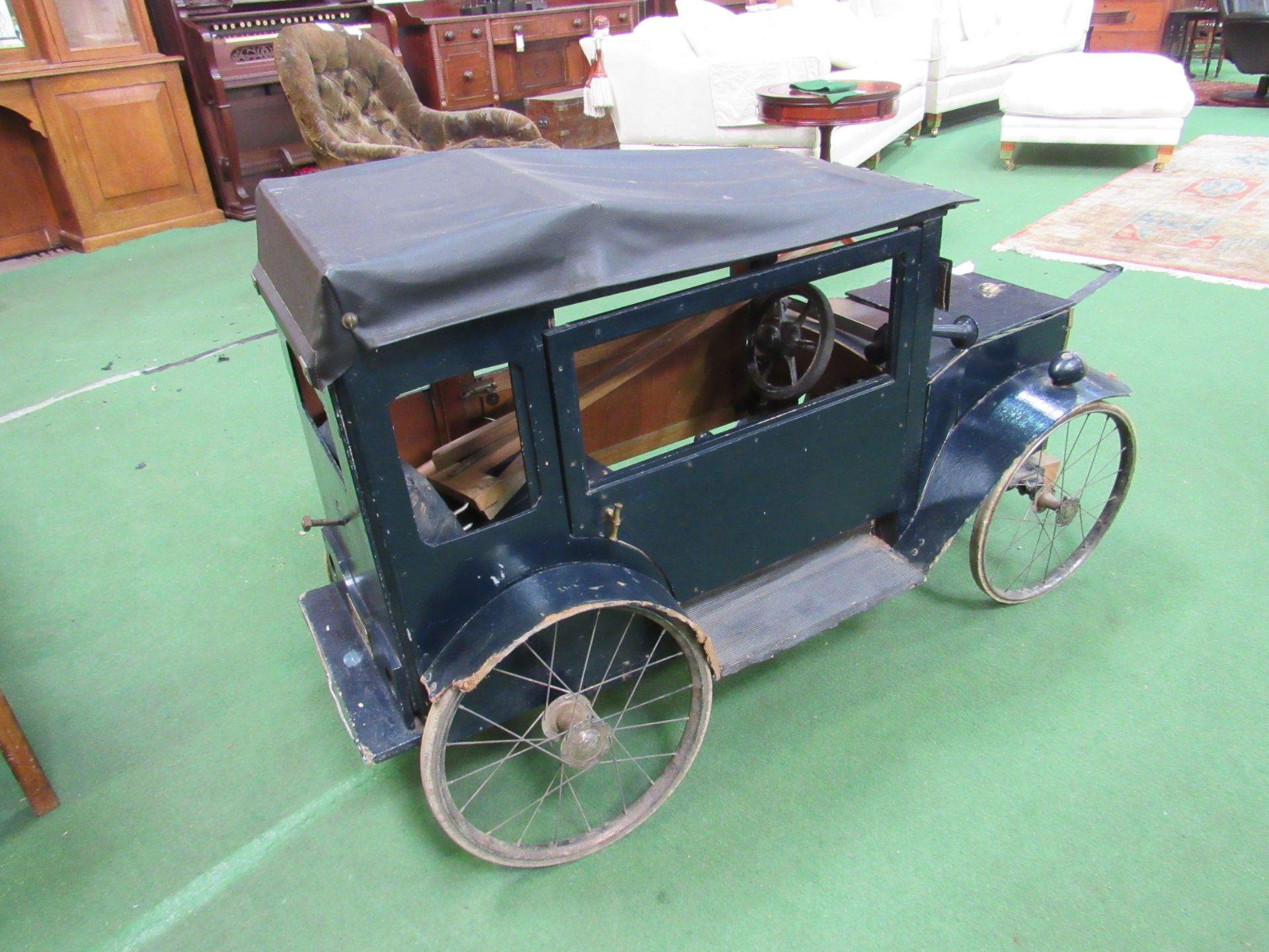 1950's scratch built Hillman classic pull-along/sit in toy wooden car. Estimate £80-100. - Image 3 of 3