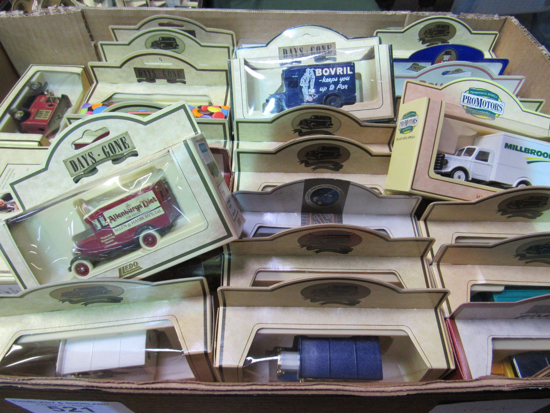 Box of 30 mainly ""Days Gone"" model vehicles, boxed. Estimate £30-60.