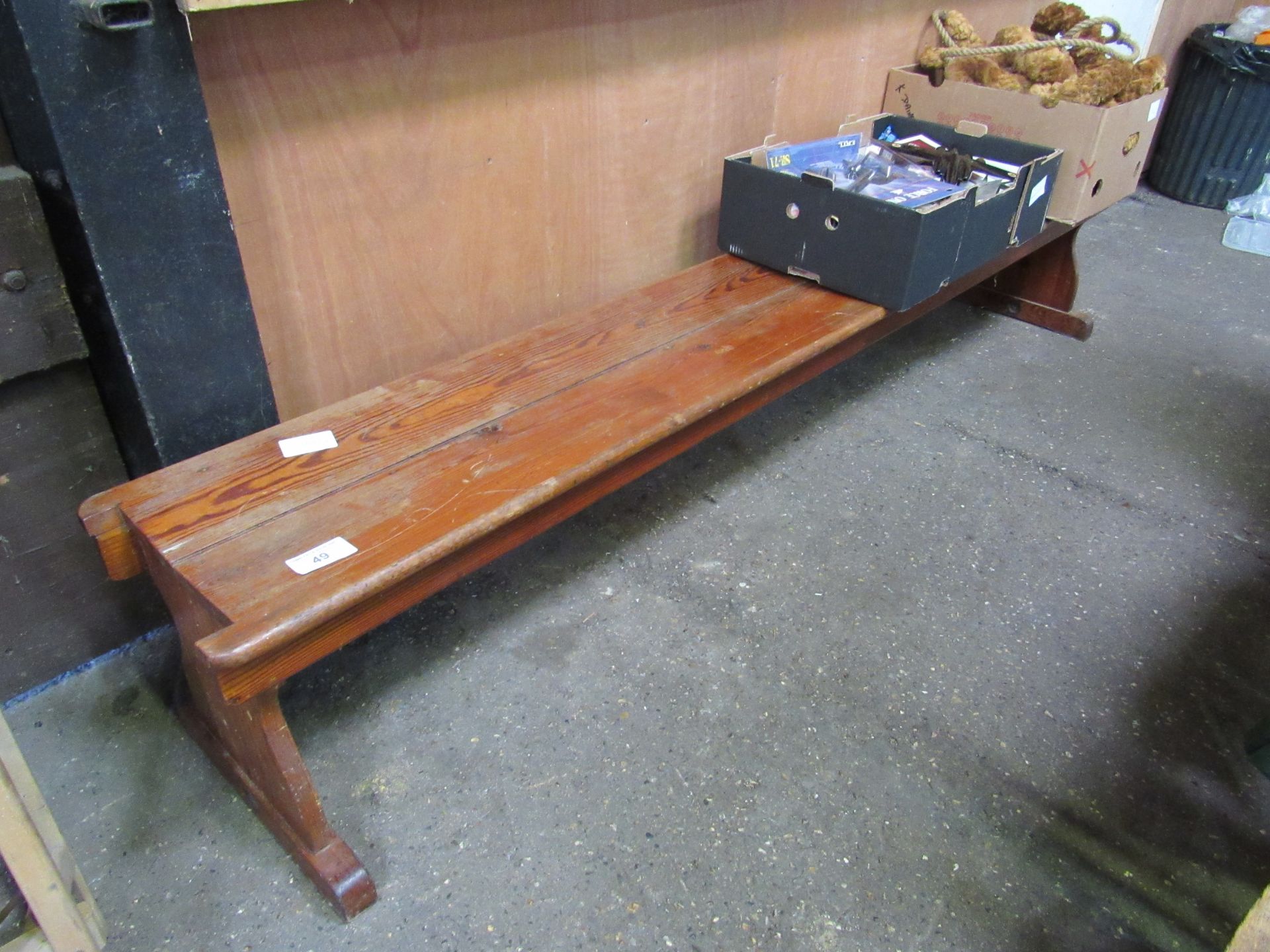 Pine long bench. 241 x 35 x 43cms. Estimate £30-50. - Image 3 of 3