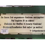 Very rare 1930's German Nazi WAFFEN-SS enamel sign, ""Instructions for sexual activity by the
