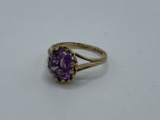 9ct gold amethyst ring, size O, weight 2.4gm. Estimate £100-120.
