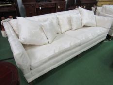 Duresta Trafalgar knowl-style cream upholstered sofa complete with scatter cushions, 230 x 110 x