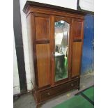 Edwardian mahogany wardrobe with mirror to door and drawer to base. 120 x 45 x 196cms. Estimate £