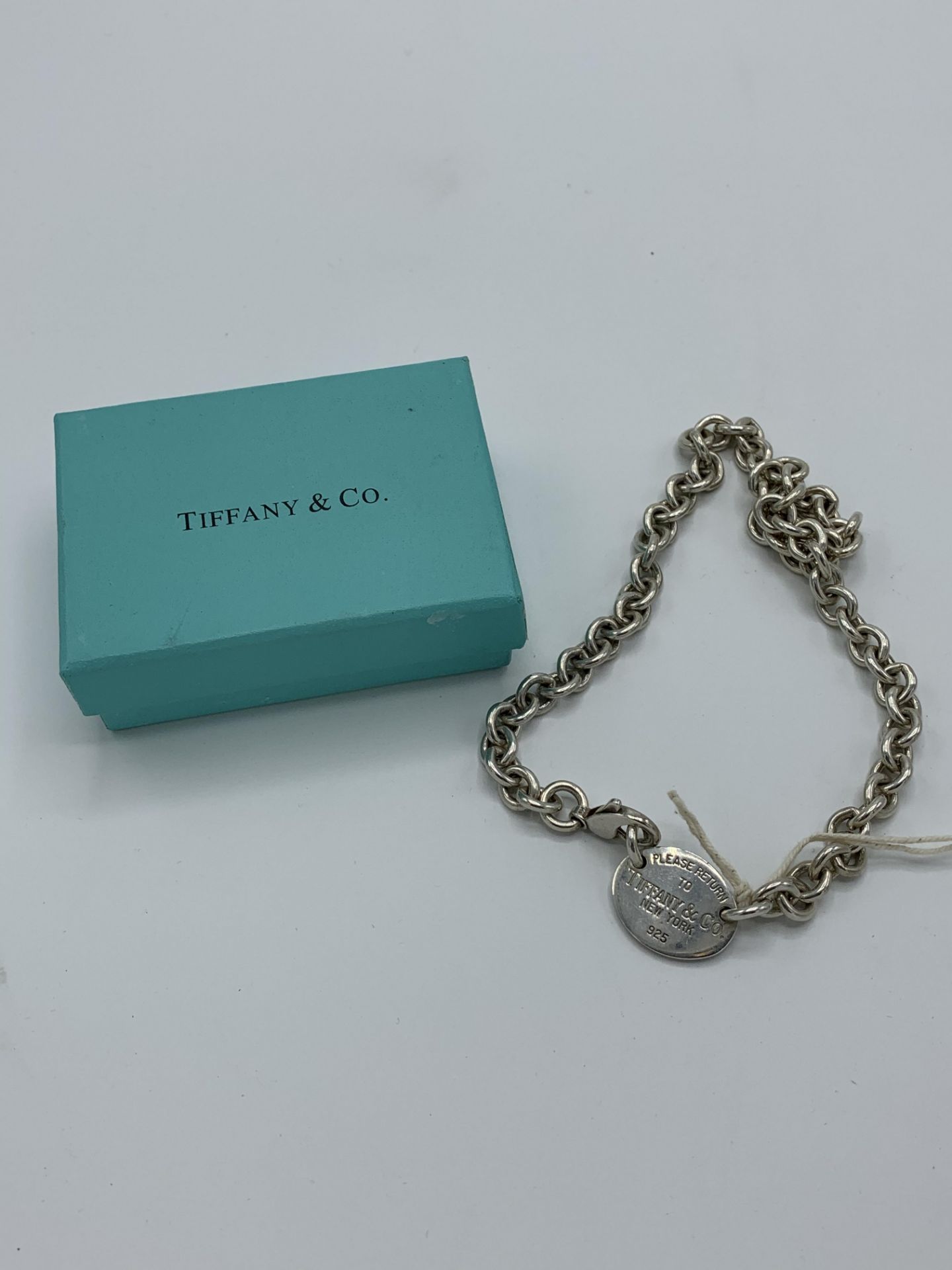 925 silver Tiffany necklace complete with label marked ""please return to Tiffany & Co New York""