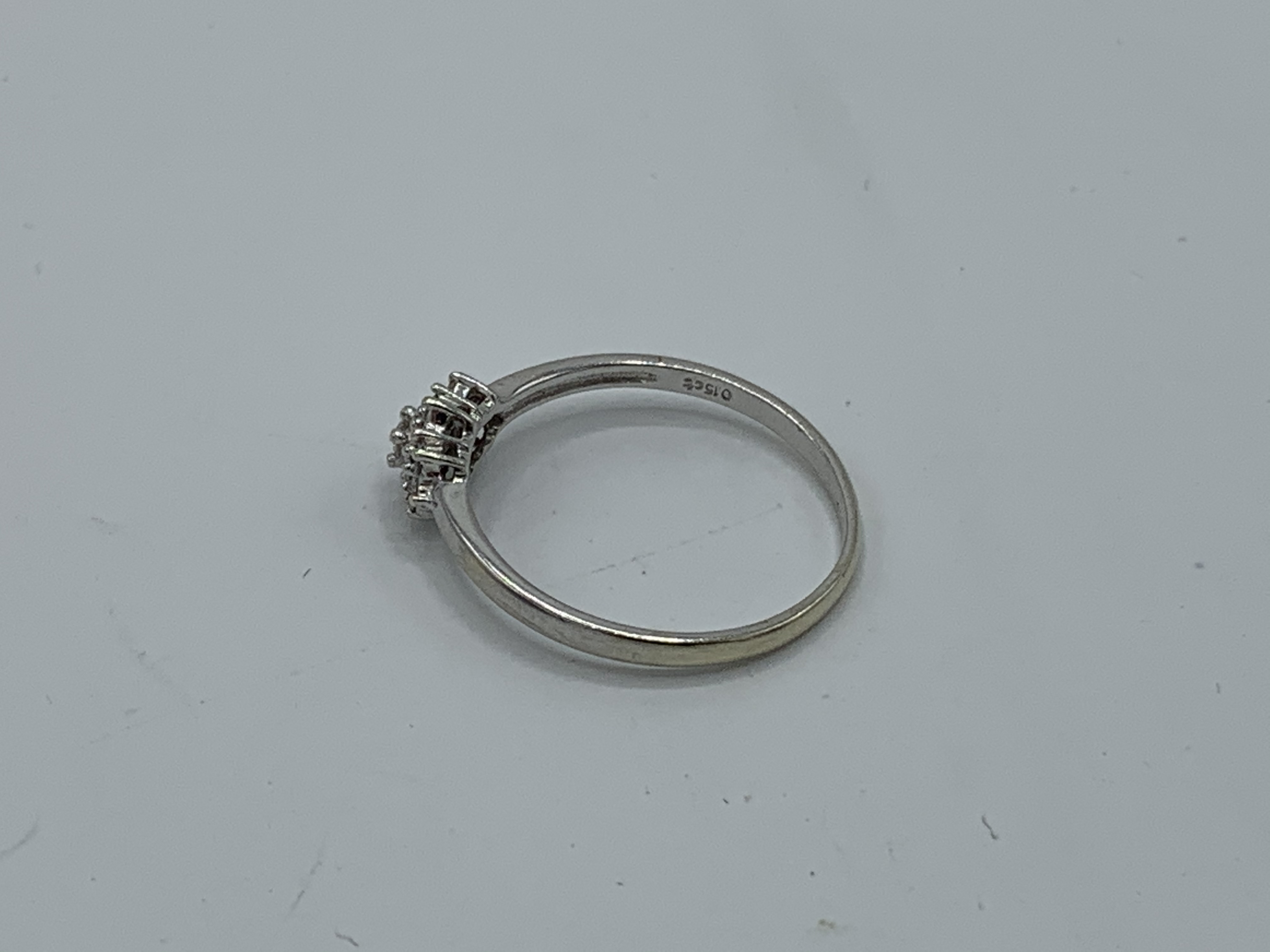 9ct white gold petite cluster ring, size R, weight 1.7gms. Estimate £50-70. - Image 2 of 2