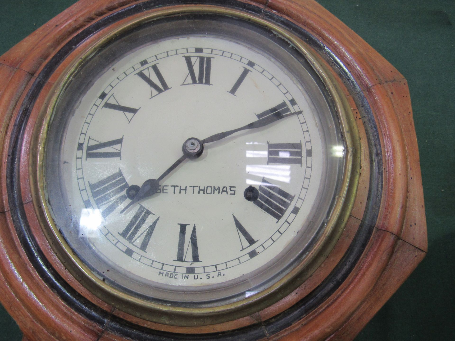 Seth Thomas pine case pendulum wall clock. Estimate £20-30. - Image 2 of 2