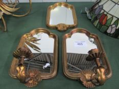 2 mirrored sconces and 1 matching mirror. Estimate £20-40.