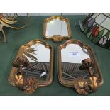 2 mirrored sconces and 1 matching mirror. Estimate £20-40.