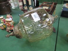 Brass and glass ceiling light shade. Approx. Height 54cms. Estimate £30-50.
