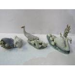 Lladro Ducklings (duck with ducklings in basket) product number 4895, Lladro Follow Me (swan with