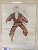 Vivid theatrical costume design, monogram MW, December 1975. Estimate £15-30.