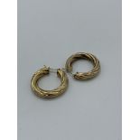 9ct gold hoop earrings, weight 5.1gms. Estimate £40-60.