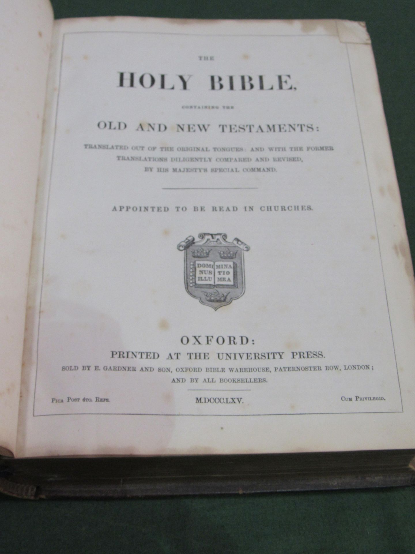 Leather bound Holy Bible, Oxford Press 1865. Estimate £10-20. - Image 2 of 2