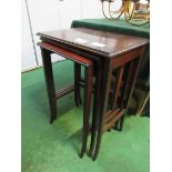 Nest of 3 mahogany side tables . Estimate £20-30