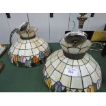 2 Tiffany style ceiling lights. Diameter 42cms. Estimate £30-50.