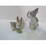 Lladro Rabbit product number 4772, Lladro Cat product number 5113. Estimate £20-30.