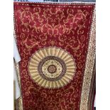 Red ground Abusson carpet, 230 x 160cms. Est £40-50