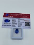 Pear cut blue sapphire, weight 8.05ct with certificate. Estimate £40-50.