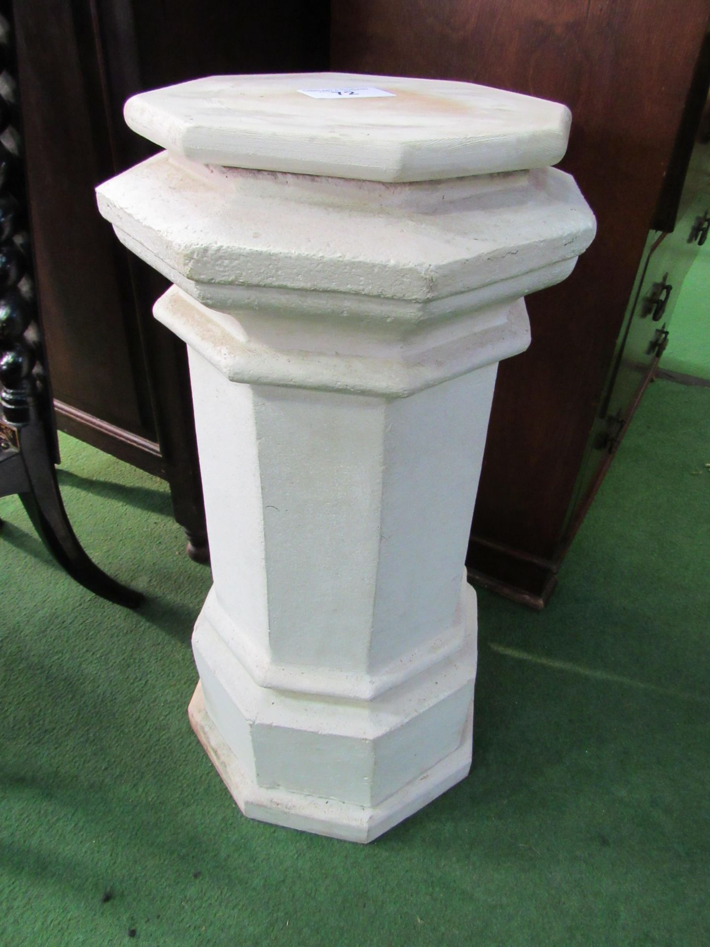 White painted concrete octagonal pedestal. Height 72cms. Estimate £20-40. - Image 2 of 2