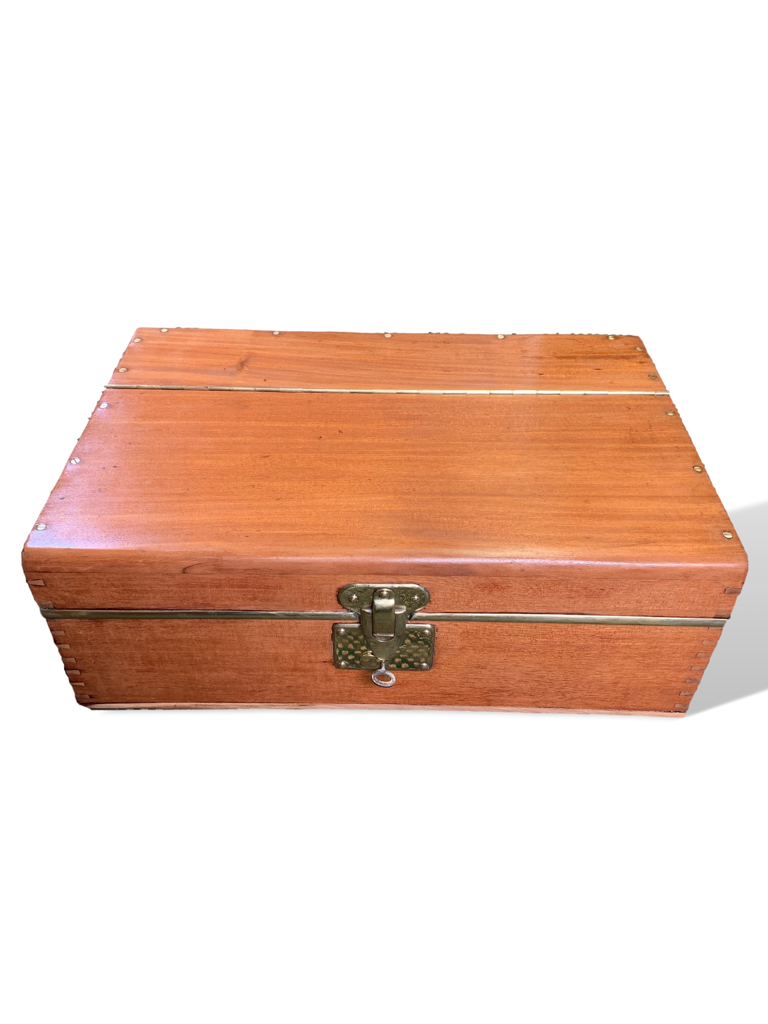 Rare Louis Vuitton toolbox originally fitted to the running board of a vintage car. Wood with bra