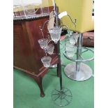 Metal and glass garden tea light holder, height 100cms. Estimate £20-30.