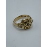 18ct gold and 3 diamond ring, size K, weight 6.4gms. Estimate £200-250.