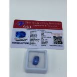 Cushion cut blue sapphire, weight 8.05ct with certificate. Estimate £40-50.