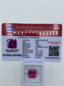 Cushion cut pink sapphire, weight 9.50ct with certificate. Estimate £40-50.
