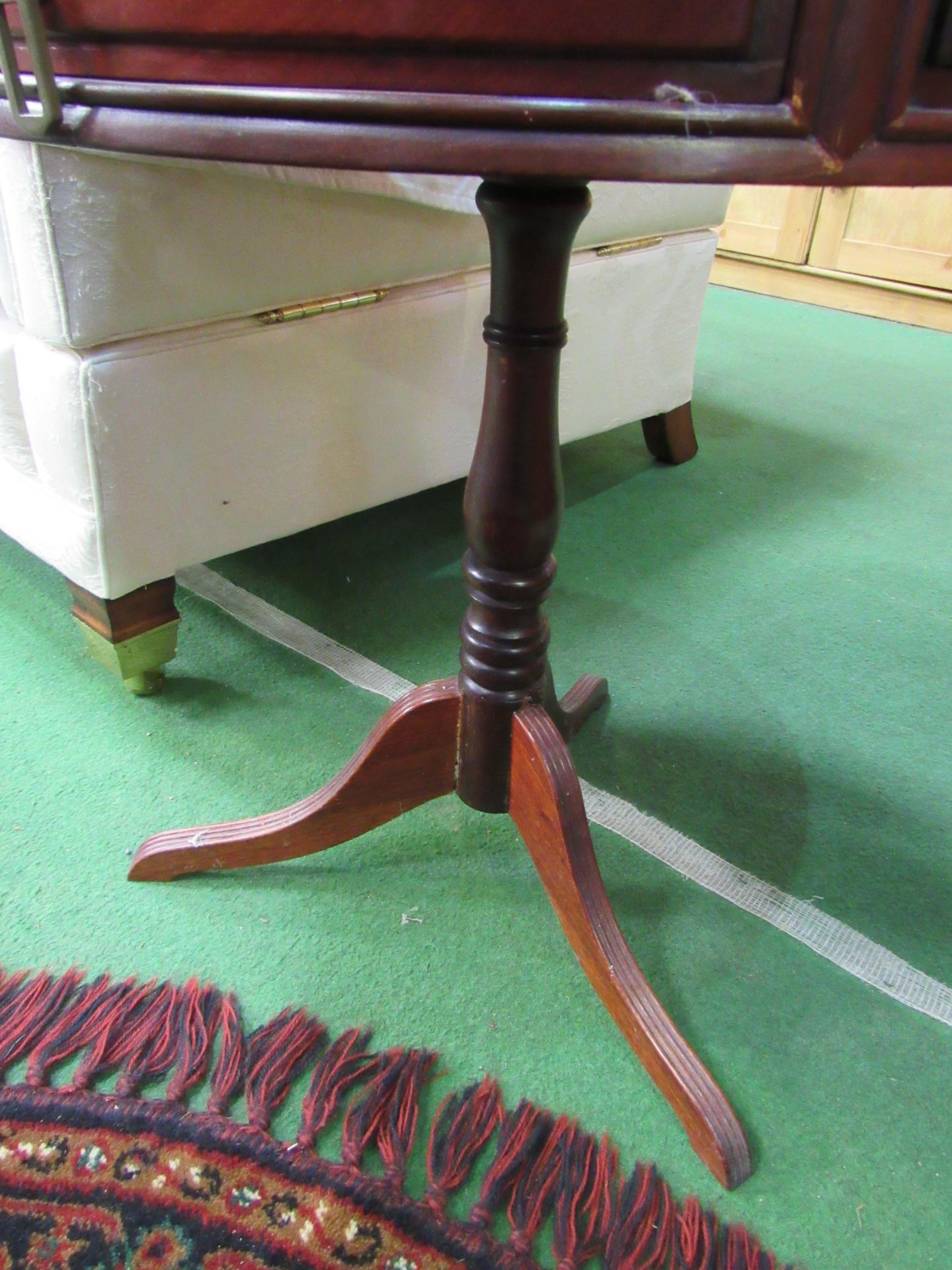 2 mahogany small drum side tables on pedestal legs. Estimate £10-20. - Image 2 of 3