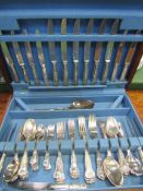 Canteen of Walker and Hall Kings Pattern silver plate cutlery. 8 place setting (2 knives missing and