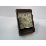 1930's Cartier ""Huit Jours"" travelling alarm clock in leather case. Estimate £100-150.