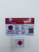 Cushion cut loose sapphire weight 10.20ct with certificate. Estimate £40-50.