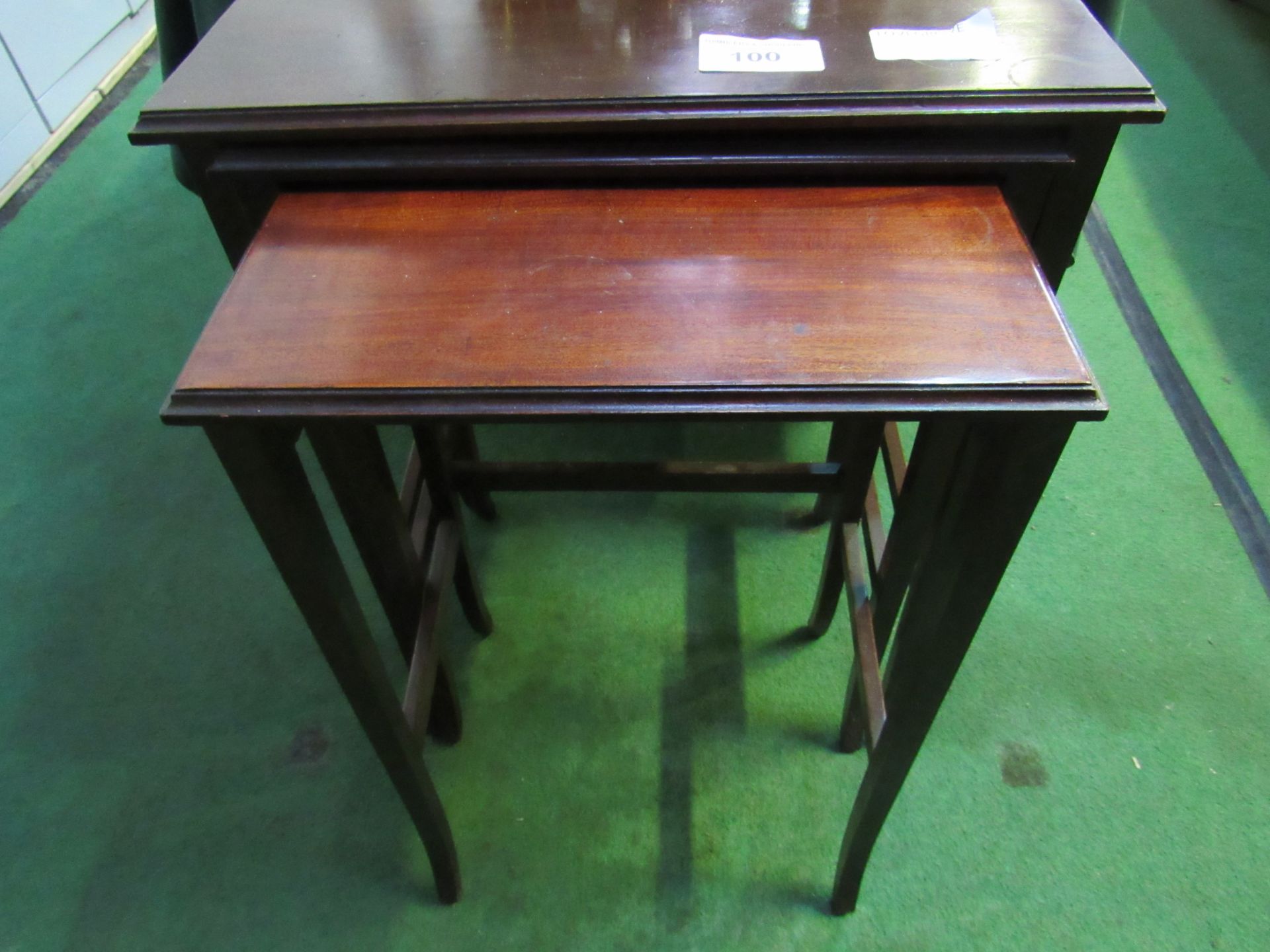 Nest of 3 mahogany side tables . Estimate £20-30 - Image 2 of 2